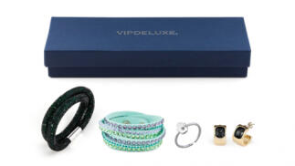 Caja regalo verde con cristales Swarovski